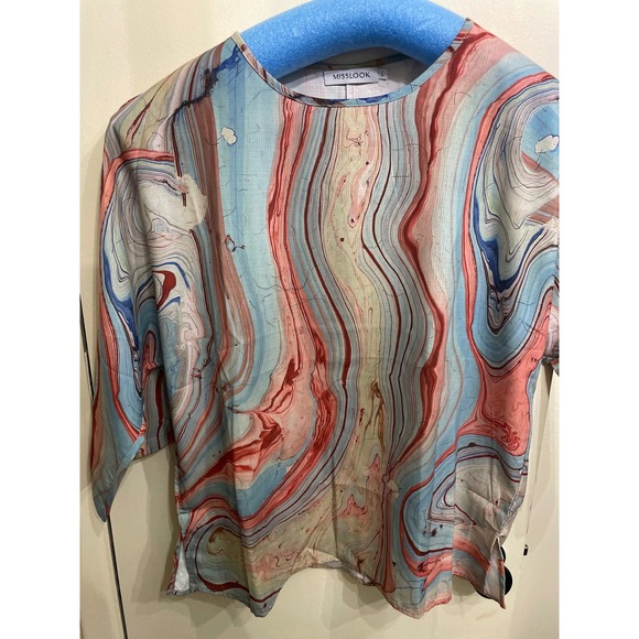 MISSLOOK Tops - MISSLOOK Womens Abstract Marble Print Blouse Avant Lightweight Top